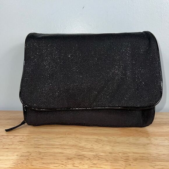 Lancôme, Black Glitter Make up Cosmetics Travel Pouch Zip Top & Flap Closure - Picture 10 of 11